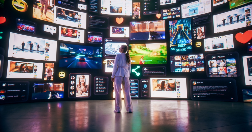 woman in front of cloud computing software